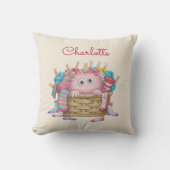 Schattig Roze Fluffy Sock Monster Kinderen Ontwerp Kussen (Voorkant)