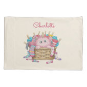 Schattig Roze Fluffy Sock Monster Kinderen Ontwerp Kussensloop (Achterkant)
