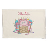 Schattig Roze Fluffy Sock Monster Kinderen Ontwerp Kussensloop (Voorkant)