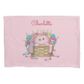 Schattig Roze Fluffy Sock Monster Kinderen Ontwerp Kussensloop (Voorkant)