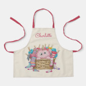 Schattig Roze Fluffy Sock Monster Kinderen Ontwerp Schort (Voorkant)