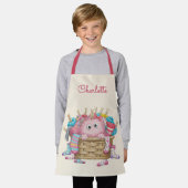 Schattig Roze Fluffy Sock Monster Kinderen Ontwerp Schort (Gedragen)