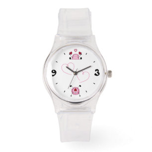 Schattig roze fuzzies en harten Kinder sportieve h Horloge