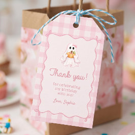 Schattig Roze Geest Halloween Verjaardag Cadeaulabel