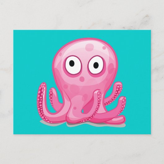 schattig roze gekke octopus briefkaart (Voorkant)