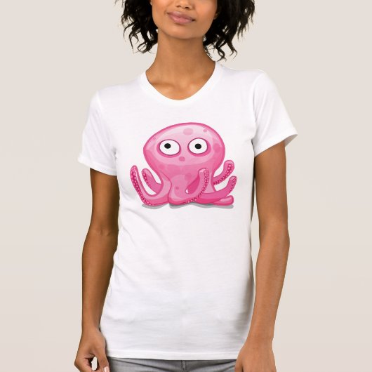 schattig roze gekke octopus t-shirt (Voorkant)
