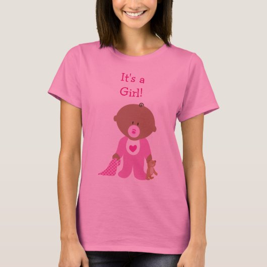 Schattig roze gekleed Baby kraamshirt T-shirt (Voorkant)