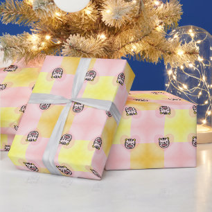 SCHATTIG ROZE GELE TIJGER HART CADEAUPAPIER