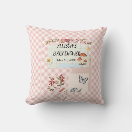 Schattig Roze Geruit Sierkussen voor Baby Show (Voorkant)