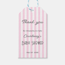Schattig roze gestreept Baby shower Cadeaulabel