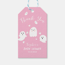 Schattig Roze Ghost Meisje Halloween Baby shower Cadeaulabel