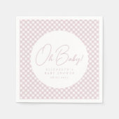 Schattig roze gingham gepersonaliseerd meisje baby servet (Voorkant)