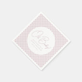 Schattig roze gingham gepersonaliseerd meisje baby servet (Hoek)