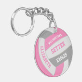 schattig roze giraal gepersonaliseerd volleybal sleutelhanger (Voorkant Links)