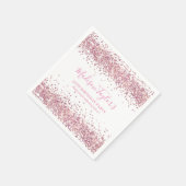 Schattig Roze Glitter Glans Confetti Verjaardag Servet (Hoek)