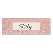 Schattig roze glitter schoonheidssalon naambadge (Voorkant)