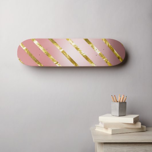 schattig roze glitterskateboard persoonlijk skateboard (Muurkunst (Horizontaal))