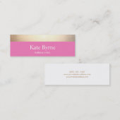 Schattig roze goud gestreept modern mini visitekaartje (Voorkant / Achterkant)