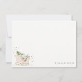 Schattig Roze Goud Winter Slee Sinterklaas Verjaar Notitiekaartje (Voorkant)