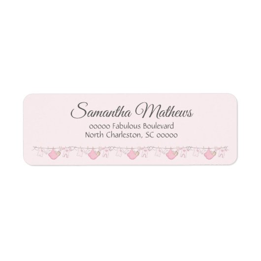 Schattig Roze & Grijs Baby Meisje Douche Coördiner Etiket (Voorkant)