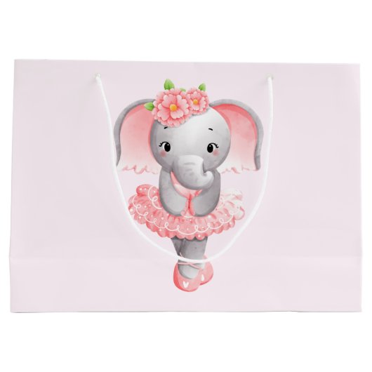 Schattig Roze & Grijs Olifant Ballerina Groot Cadeauzakje (Achterkant)