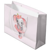 Schattig Roze & Grijs Olifant Ballerina Groot Cadeauzakje (Voorkant Gekanteld)