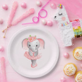 Schattig Roze & Grijs Olifant Ballerina Papieren Bordje (Feest)