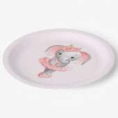 Schattig Roze & Grijs Olifant Ballerina Papieren Bordje (Gekanteld)