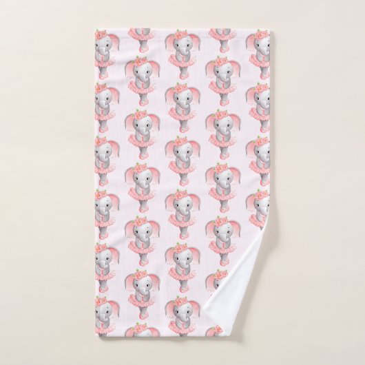 Schattig roze & grijs olifant ballerina patroon bad handdoek (Handdoek)