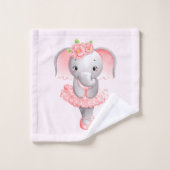 Schattig roze & grijs olifant ballerina patroon bad handdoek (Wasdoekje)