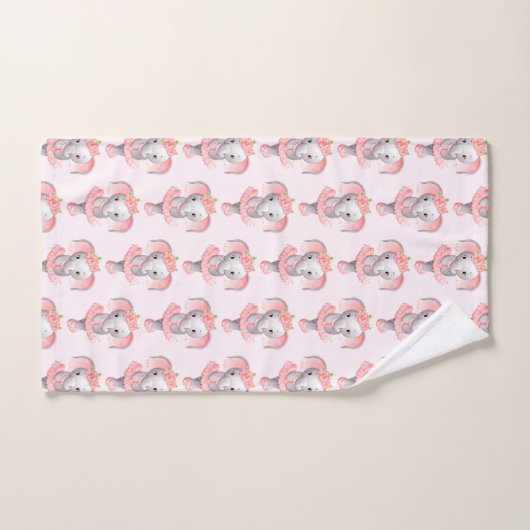 Schattig roze & grijs olifant ballerina patroon bad handdoek (Handdoek)