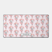Schattig roze & grijs olifant ballerina patroon bureaumat (Voorkant)