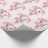 Schattig roze & grijs olifant ballerina patroon cadeaupapier (Hoek)