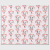 Schattig roze & grijs olifant ballerina patroon cadeaupapier (Vlak)