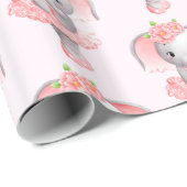 Schattig roze & grijs olifant ballerina patroon cadeaupapier (Rol Hoek)
