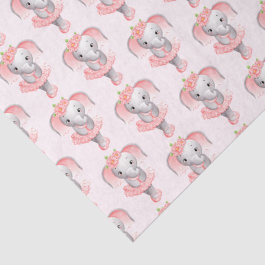 Schattig roze & grijs olifant ballerina patroon tissuepapier (Detail)