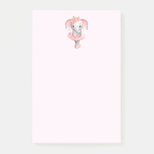 Schattig Roze & Grijs Olifant Ballerina Post-it® Notes (Voorkant)