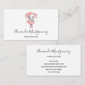Schattig Roze & Grijs Olifant Ballerina Visitekaartje (Voorkant / Achterkant)