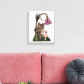 Schattig Roze Grizzly Beer Fairy in Enchanted Fore Canvas Afdruk (Insitu (Woonkamer))