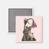 Schattig Roze Grizzly Beer Fairy in Enchanted Fore Magneet (Voorkant / Achterkant)