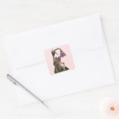 Schattig Roze Grizzly Beer Fairy in Enchanted Fore Vierkante Sticker (Envelop)