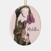 Schattig Roze Grizzly Beer Fairy in Woodland Fores Keramisch Ornament (Rechts)