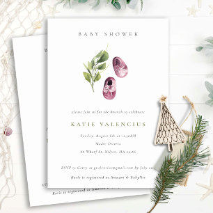 Schattig roze groen schoenen bladeren meisje Baby  Kaart