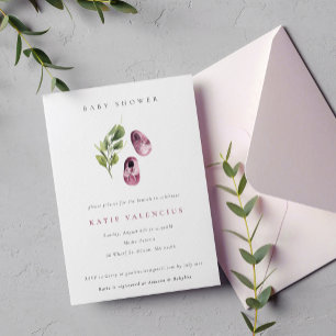 Schattig roze groen schoenen bladeren meisje Baby Kaart