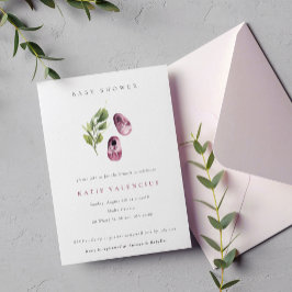 Schattig roze groen schoenen bladeren meisje Baby  Kaart