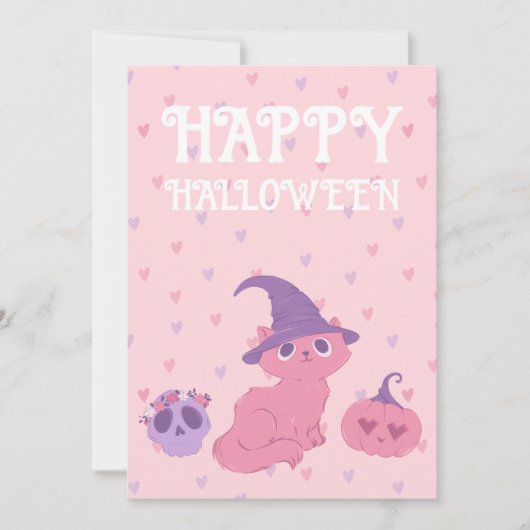 Schattig roze Halloween Party Feestdagenkaart (Voorkant)