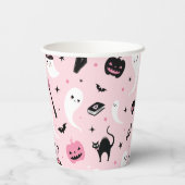 Schattig roze Halloween Party Papieren Bekers (Achterkant)