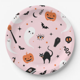 Schattig roze Halloween Party Papieren Bordje
