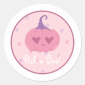 Schattig roze Halloween pompoen Ronde Sticker (Voorkant)