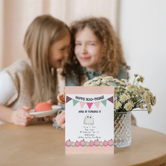 Schattig roze Halloween Verjaardag uitnodiging